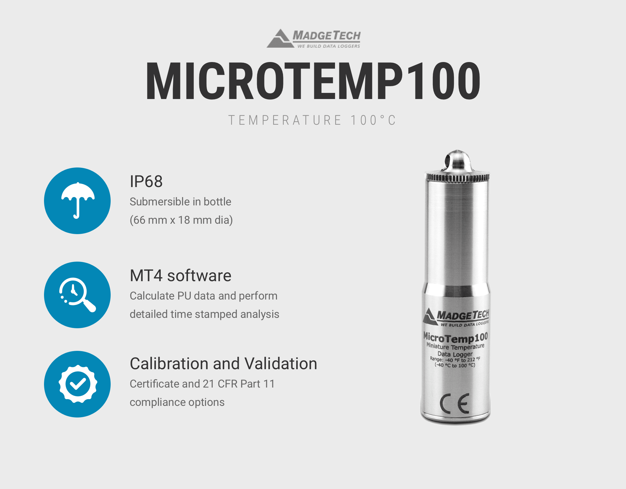 Madgetech MicroTemp Miniature Temperature Recorder 