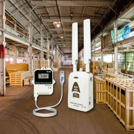 TandD cloud based data logger & base station in a warehouse.